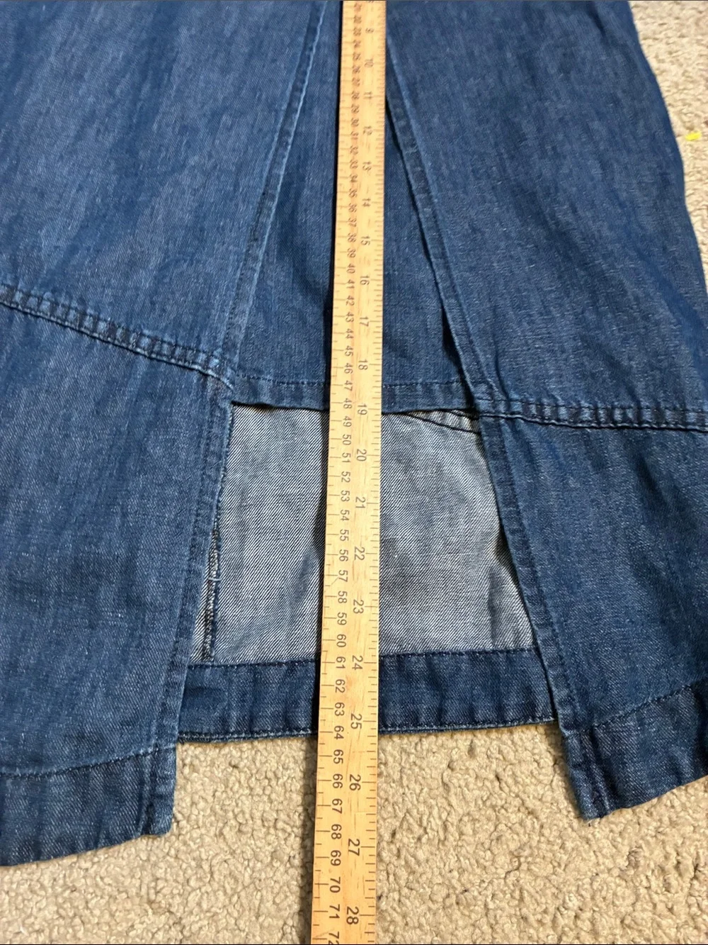 Anthro HOLDING HORSES Dark Blue Jean Denim Midi Skirt Buckles Size 8 - Picture 7 of 8